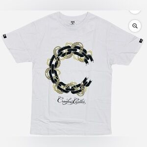 Crooks & Castles White Tee with Black and Gold Accents